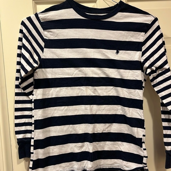 Navy and white long sleeve T-shirt. Boys. Medium 12 Polo Ralph Lauren - Picture 1 of 3